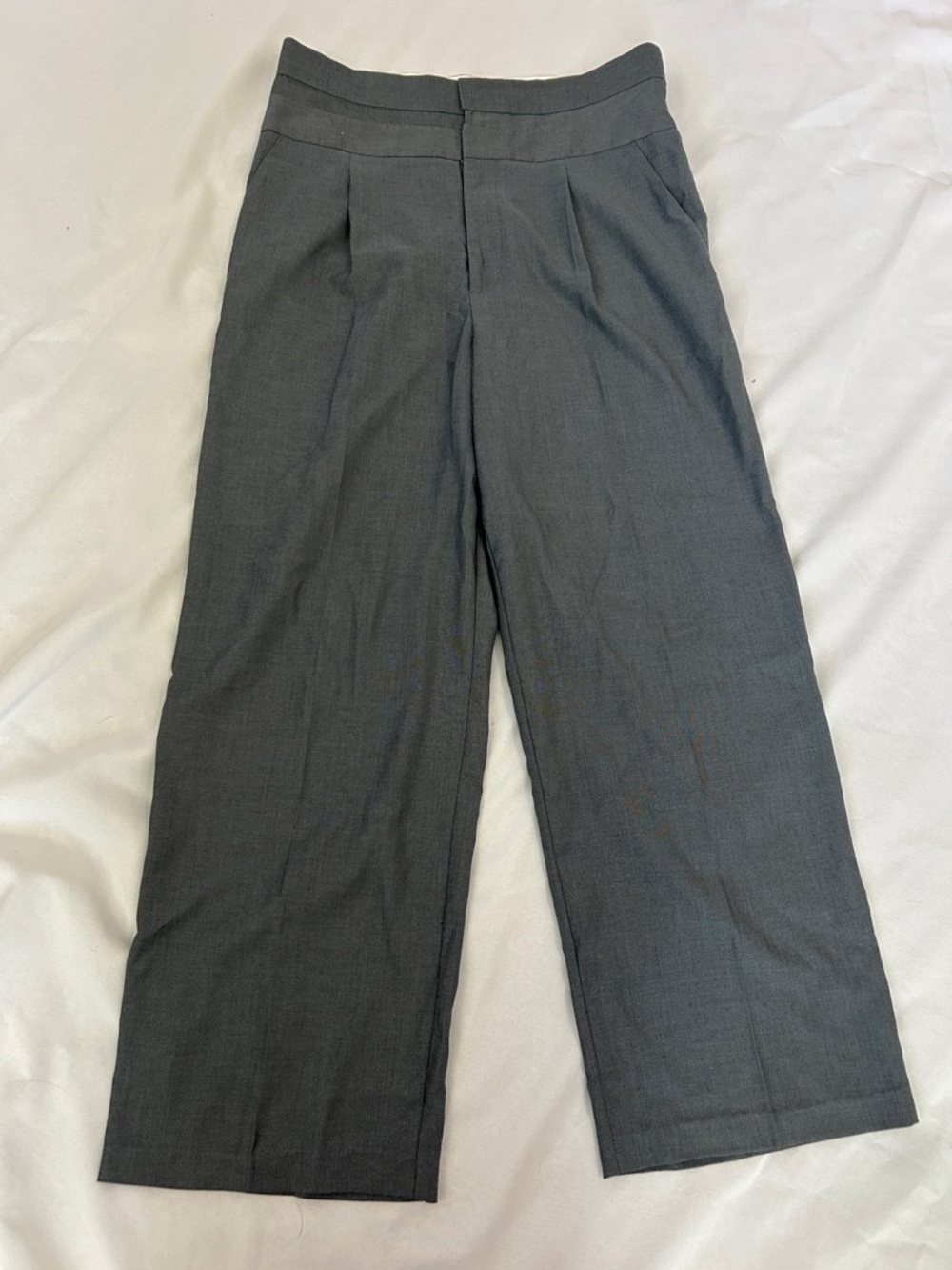 Topshop Dark Gray Wide Leg Trousers